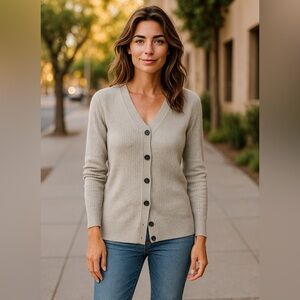 rag & bone Grey Cardigan Cashmere Sweater V-Neck